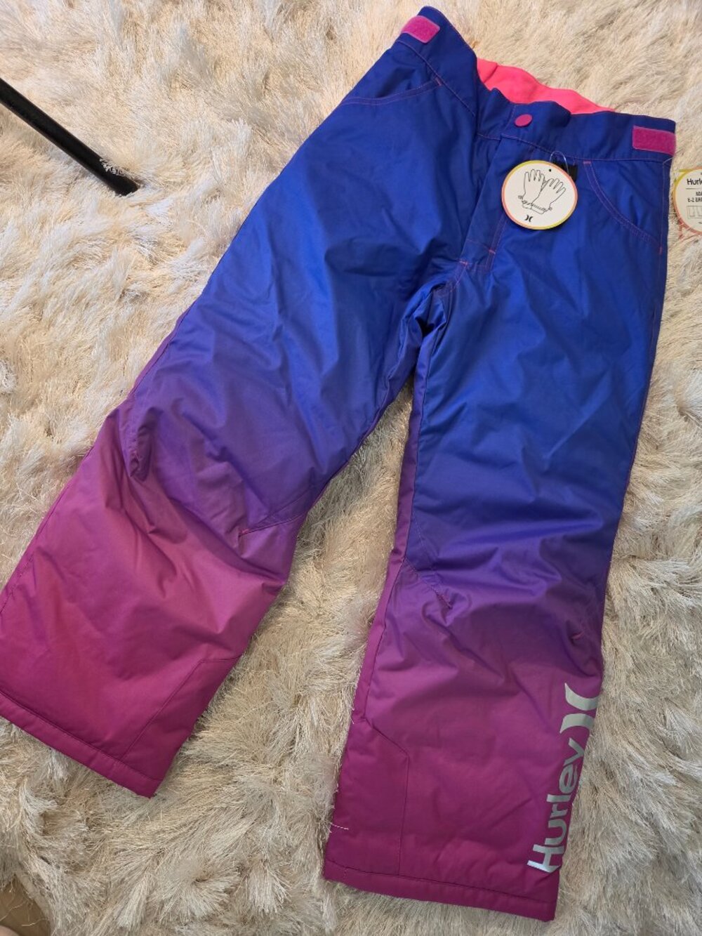 Hurley Girls Snowpants Snow Ski Pants Neon Blue Pink Sz S